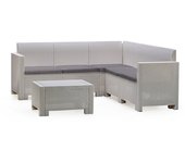 Conjunto de salón exterior somnus, conjunto de jardín con cojines, conjunto de salón interior efecto ratán, 100% made in italy, blanco