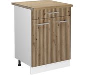 Vicco mueble bajo de cocina r-line, roble artesanal, 60 cm con cajón, et roble