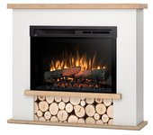 Tula - chimenea eléctrica led de pie - 26' - blanco mate / roble claro - 100 x 88 x 28