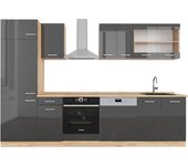 Vicco mueble de cocina r-line, antracita brillo intenso/roble dorado eléctrico, 300 cm , et roble