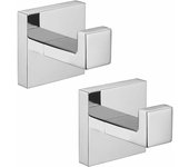 Juego de 2 ganchos de baño, perchero cuadrado de acero inoxidable, color plata