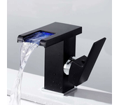Grifo de baño con cascada led, negro