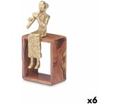 Figura decorativa flauta dulce marrón madera metal 13 x 27 x 13 cm