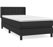 Cama box spring con colchón cuero sintético negro 100x200 cm