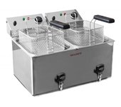 Freidora eléctrica de 8+8 litros con grifo maiser f10/8gx2