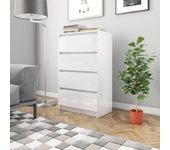 Aparador | aparador de comedor | armario de cocina de madera contrachapada blanco brillante 60x35x98,5 cm cfw54921
