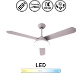 Ventilador de techo con luz silencioso dc con mando umi haya-gris 132 cm invierno-verano color luz regulable