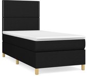 Somier de láminas con colchón negro 90x190 cm tela