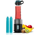Cecotec batidora de vaso individual power titanium 650 easygo inox. 650w cuchilla 4 hojas con recubrimiento de titanio negro incluye 2 tubos