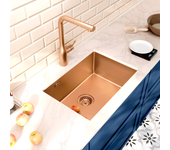 Ceramia timeless fregadero bajo encimera de acero inoxidable 304, 1 cubeta, 55x45x21 cm, pvd cobre cepillado