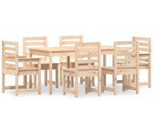Vajilla de jardín 7 piezas madera maciza de pino