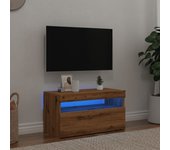 Mueble tv | mueble de salón | mesa de tv luces led madera roble artisan 75x35x40 cm cfw99961