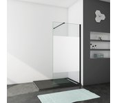 Ducha casa 70x200cm mampara de ducha frontal 1 hoja sin marco exterior, 8mm cristal templado antical,perfil y barra 90cm negro