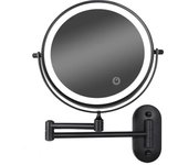 Espejo de maquillaje - batería - negro - aumento 1-5x