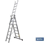 Escalera aluminio triple 11 peldaños 3,00 + 3,00 + 3,00 m