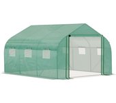 Invernadero de túnel jardín con 6 ventanas outsunny 3,5x3x2 m verde