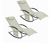 Set de 2 mecedoras,jardín mecedora con reposapiés, hamaca de jardín, tumbona ergonómica, beige, ogs28-mix2 sobuy es