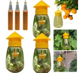 Set de 3 trampas reutilizables para moscas de la fruta, trampas para insectos de exterior, trampas para avispas para huertos y granjas