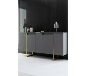 Aparador arta, bufé de salón, aparador de salón, despensa de cocina, 160x35h80 cm, nogal y oro
