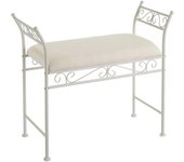 Banco, banco de interior con estructura de metal lacado en polvo, asiento acolchado de tela para salón, dormitorio, entrada (blanco)