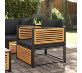 Silla de jardín con cojines de madera maciza de acacia