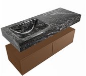 Mondiaz alan-dlux 120cm mueble de baño rust 2 cajones. con lavabo cloud izquierda sin orificios color lava