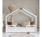 Cama cabaña 90x190 con barandillas y somier patas 1 cm lucile blanco
