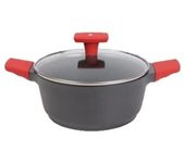 Cacerola con tapa de cristal templado 28 cm y asas de silicona. apta para inducción