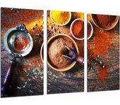 Decoracion cocina especias de colores sobre madera, impresión fotográfica sobre madera, cuadro moderno decorativo