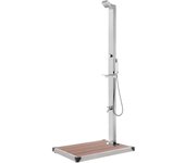 Vidaxl ducha de jardín con base marrón 225 cm acero inoxidable