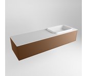 Mondiaz erin 150cm mueble de baño color rust con 1 cajón. con lavabo ridge derecho sin orificios color talc