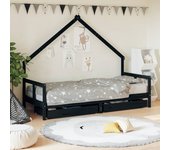 Maison exclusive - estructura de cama niños con cajones madera pino negro 80x200cm
