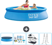 Paquete de piscina - intex - alrededor - 244x244x61 cm + accesorios cb64