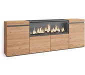 Amueblate online, aparadores para salón, gran capacidad de almacenaje,4 puertas, chimenea eléctrica, roble