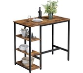 Mesa de bar industrial con 3 estantes, estructura de hierro estable, fácil de montar, color marrón rústico, 109x60x100 cm