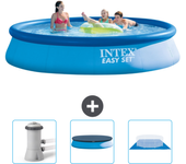 Paquete de piscina - intex - alrededor - 396x396x84 cm + accesorios cb76
