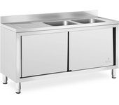 Fregadero de acero inoxidable - 2 cubas - royal catering - acero inoxidable - 400 x 400 x 250 mm