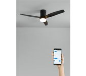 Wind calm natural wood - función verano/invierno - ventilador de techo 40w silencioso ø132 cm con luz, wifi y mando a distancia