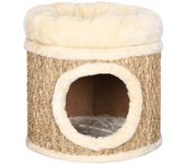 Casita para gatos de lujo con cojín hierba marina 33 cm