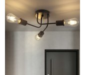 Zmh lámpara de techo negra con 3 cabezales máx lámpara de techo estilo retro e27 de 25 w para sala de estar dormitorio y comedor