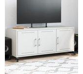 Vidaxl mueble para tv acero laminado en frío blanco 100,5x39x43,5 cm