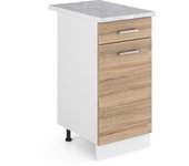 Vicco mueble bajo de cocina r-line, sonoma, 40 cm , et mármol
