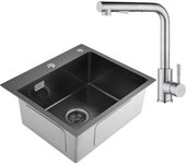 Fregadero de cocina cecipa max 2 en 1 50 x 45 x 18,5 cm + grifo para fregadero de acero inoxidable