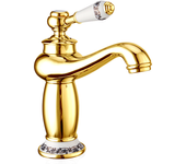 Grifo mezclador de lavabo, grifo de baño, grifo retro de lavabo con agua fría y caliente ajustable - sin manguera de suministro de agua