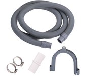 Manguera de desagüe para lavadora (codo, diámetro interior de 20 mm) - 2,0 m, apta para lavadoras y lavavajillas, con extensión de manguera con soport