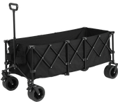 Carro plegable extensible, capacidad de carga de 100 kg, carrito de jardín resistente de 300 l con ruedas todoterreno, color negro