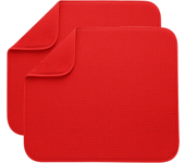 Juego de 2 tapetes de secado de microfibra, tapete escurridor de platos, absorbente, de secado rápido, para cocina, 40 x 46 cm, color rojo, lavable a