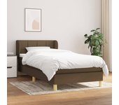 Cama con somier y colchón marrón oscuro 90x200 cm