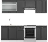Vicco mueble de cocina fame-line, antracita-oro/blanco, 240 cm , et mármol