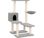 Rascador para gatos con postes de sisal gris claro 94,5 cm